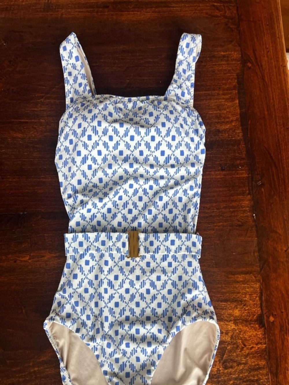 Hermoza Belted Marisa Santorini Dot Pattern Square Neckline One-Piece Swimsuit 2
